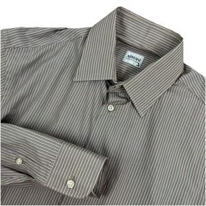 Armani Collezioni Long Sleeve button shirt 38/15/R Gold/Purple/White striped